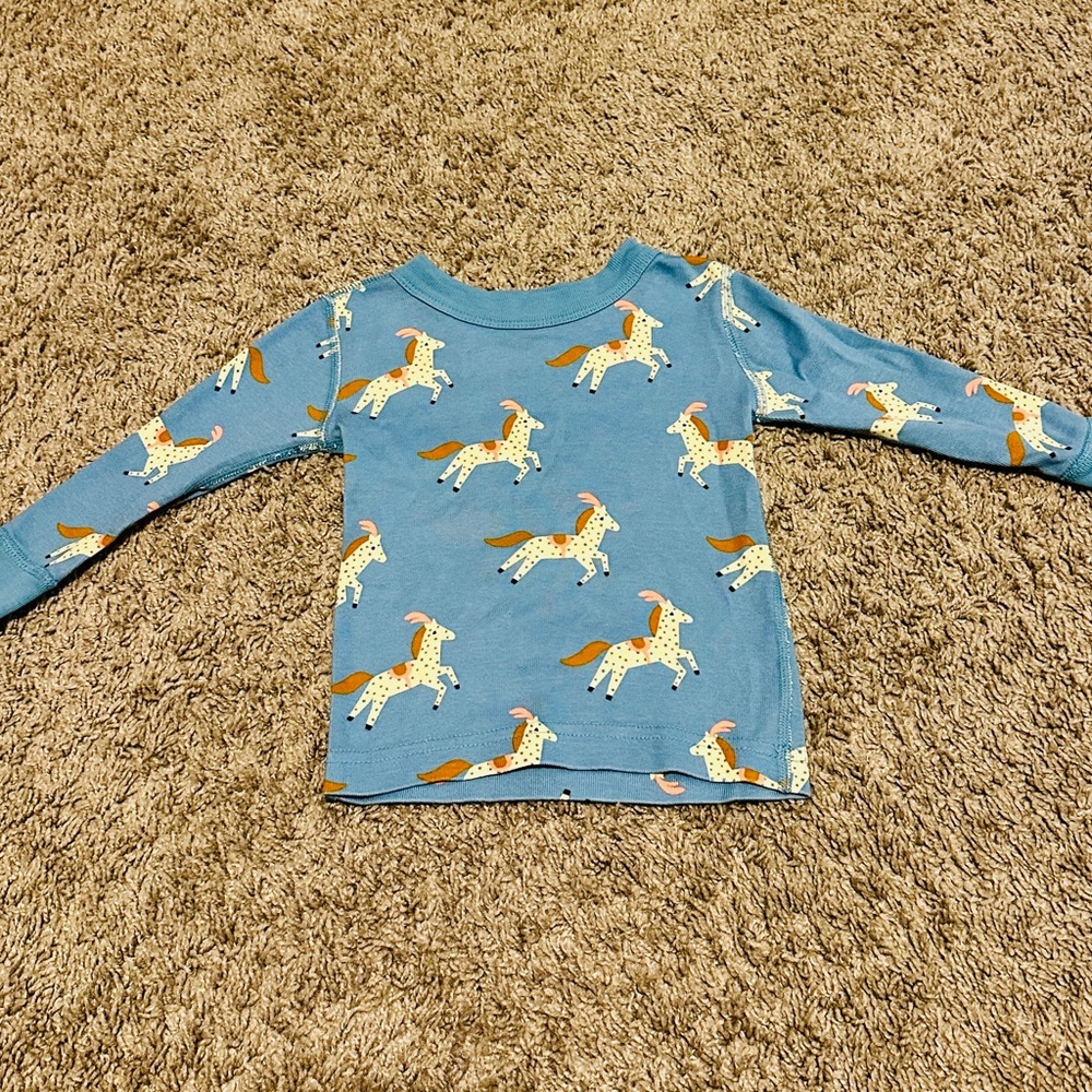Hanna Andersson Teal Long Sleeve Shirt with Horse Pattern